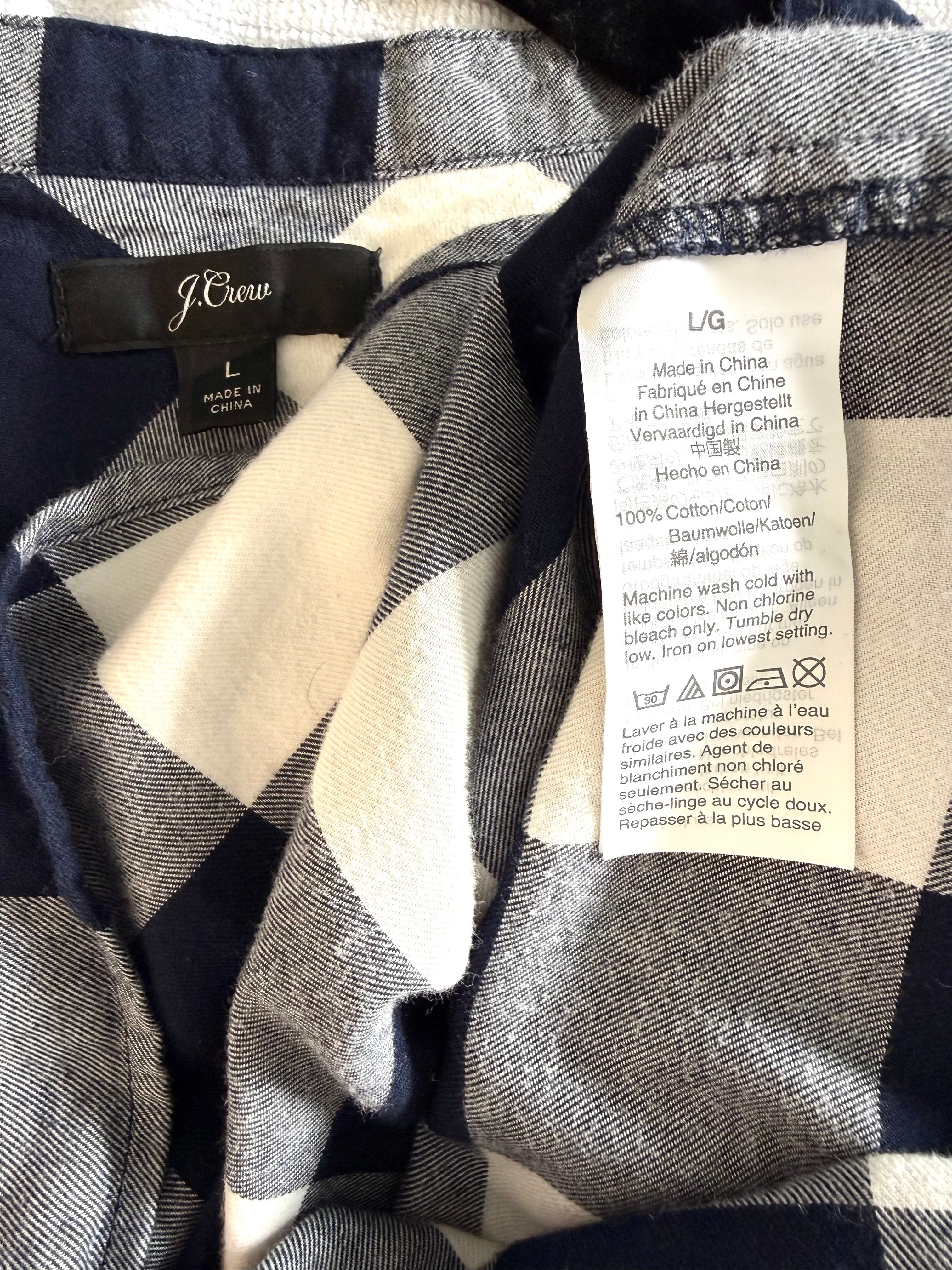 tags inside 100% Cotton J Crew Buffalo Plaid Top | Size L