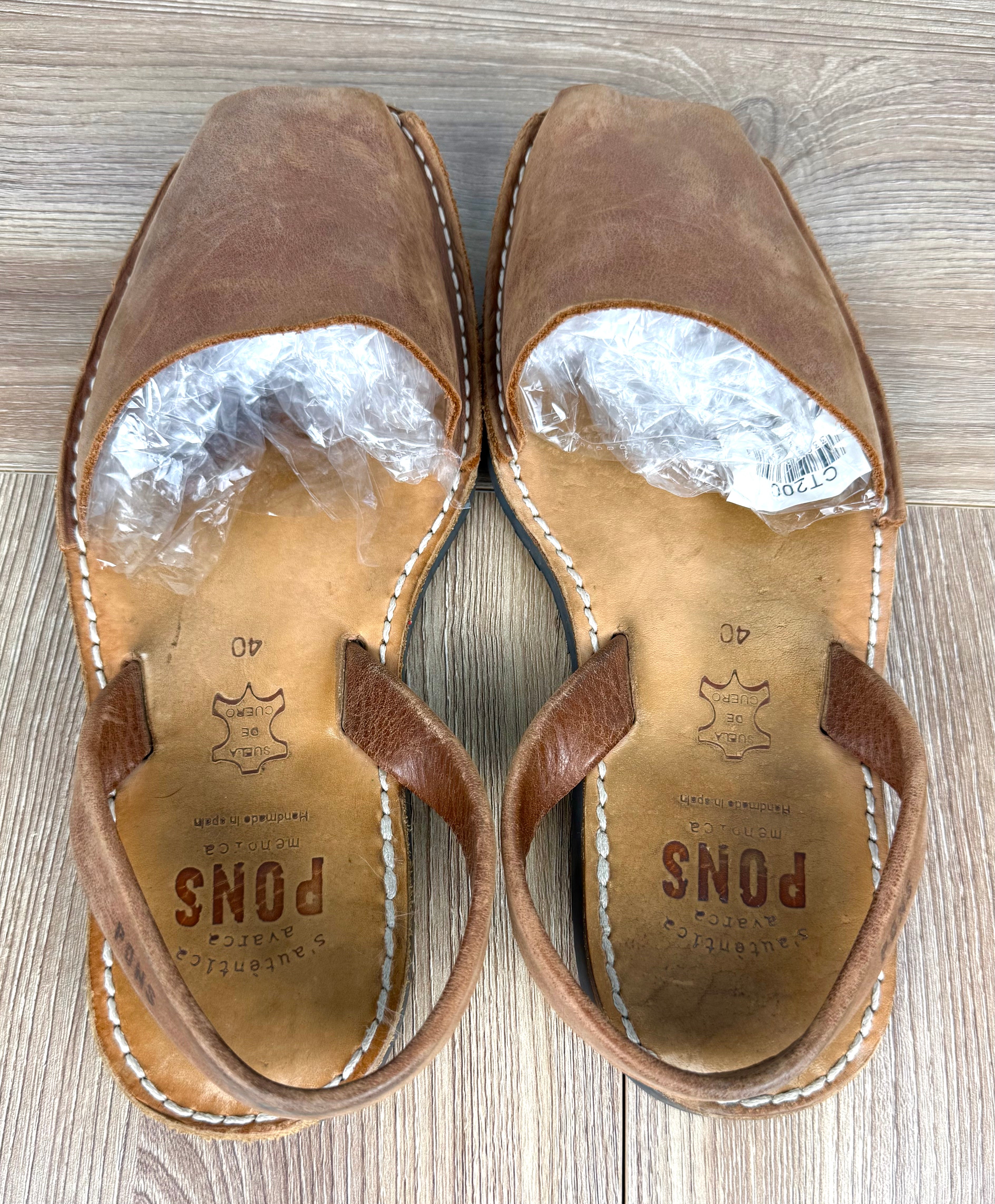 top view of PONS Avarca Leather Sandals | Size 40 at Blue Sparrow Shop
