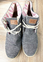 top view of TOMS Chambray Espadrille Wedge Booties