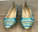 top view of back of Enzo Angiolini Crystal Rhinestone Striped Pointed Flats 