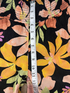 tropical floral wide leg pants measuring 11" rise 