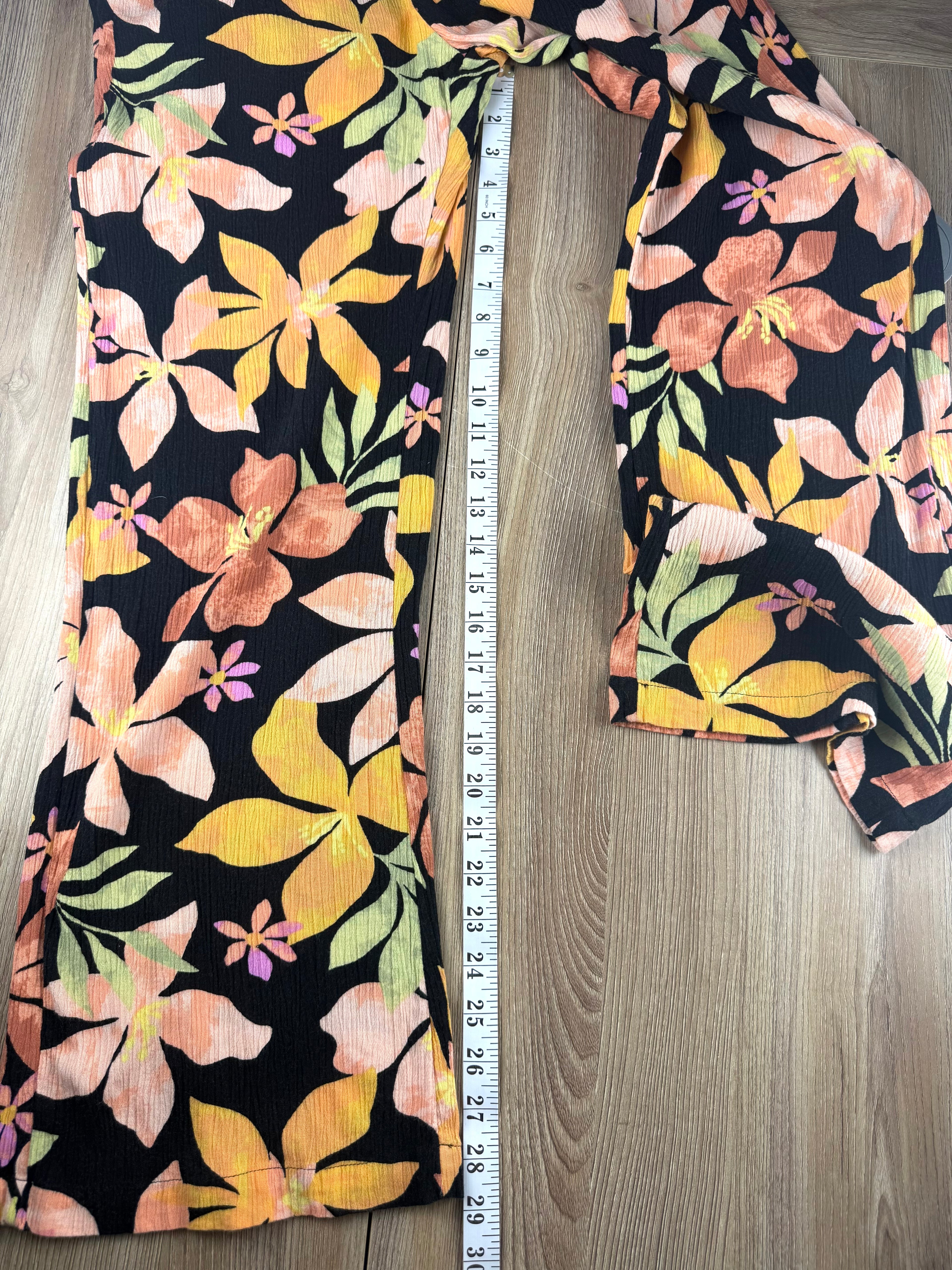 tropical floral wide leg pants measuring 29" inseam 