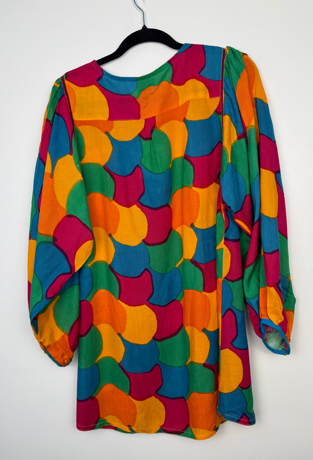 vibrant print lightweight women’s blouse back view