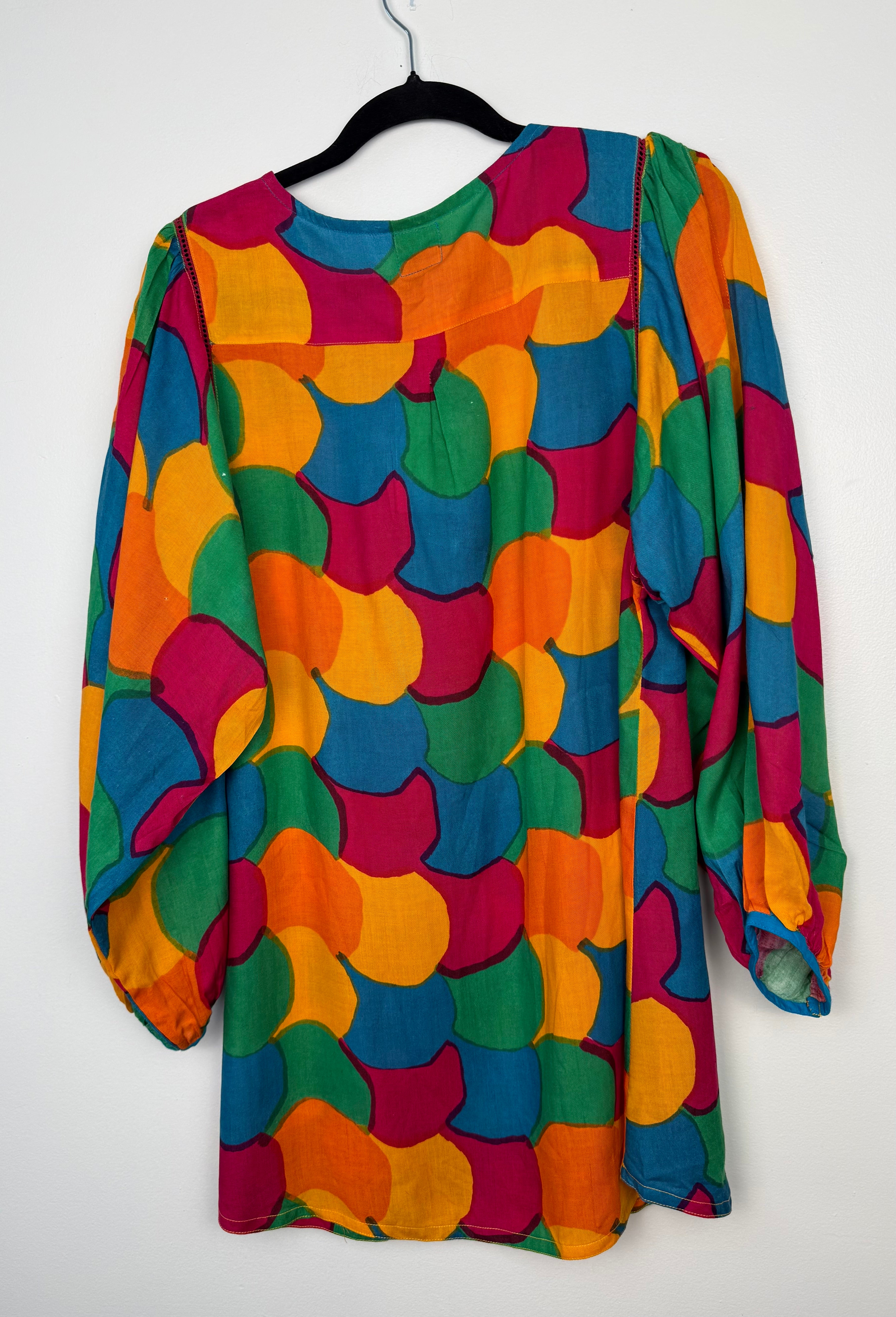 vibrant print lightweight women’s blouse back view