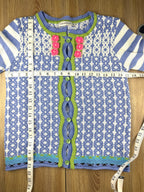 vintage looking Mislook Fair Isle Knit Cardigan  measuring 34" bust and 21" shoulder to hem 