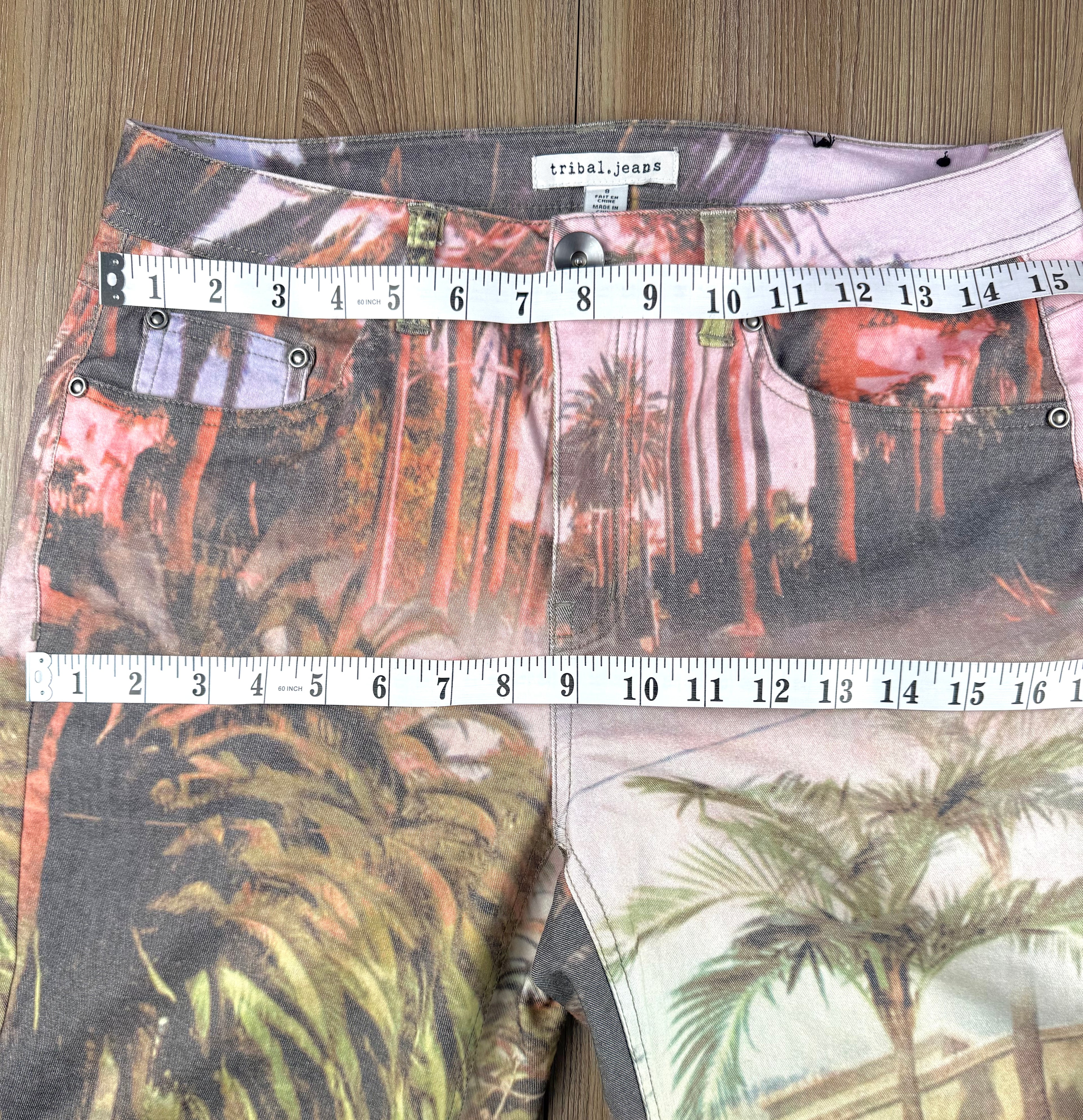waist 30" hips 38" California graphic denim Tribal brand skinny jeans 