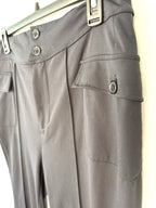 waist and pocket detail on Halara Flared Petite Black Stretch Pants | Size L at Blue Sparrow Shop