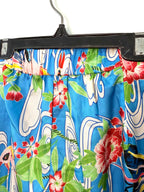 waistband at the back Zara blue tropical bird floral wide leg pants