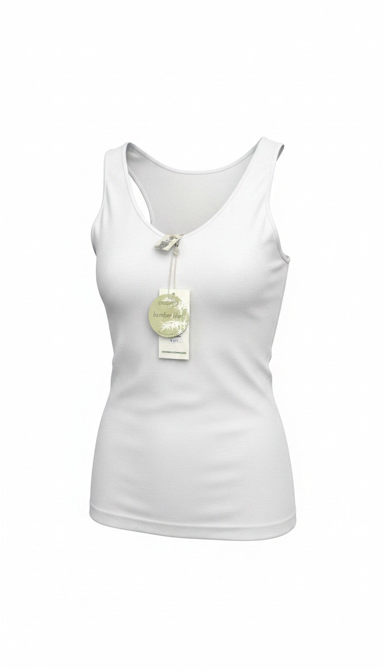 white coloured Bamboo Tank top by C'est Moi at Blue Sparrow Shop 