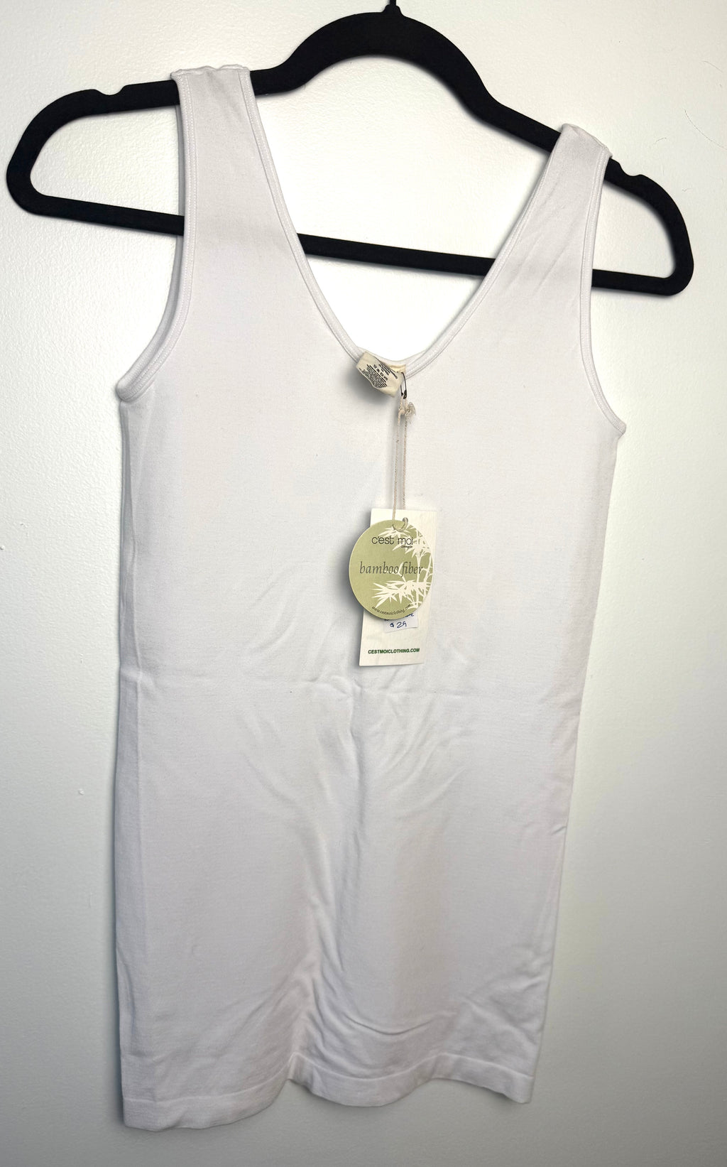 white coloured Bamboo Tank top by C'est Moi at Blue Sparrow Shop  on hanger
