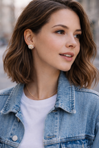 white seed beed vintage earrings at Blue Sparrow Shop on woman 