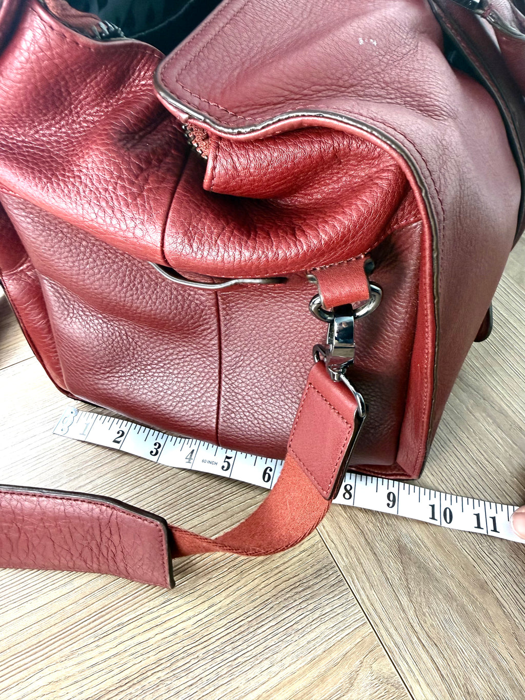 width of Ted Baker London Leather Weekend Travel Duffle Bag