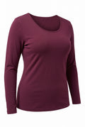 wine coloured Bamboo Long Sleeved Layering Top by C'est Moi one size plus fits 16-22  on white background
