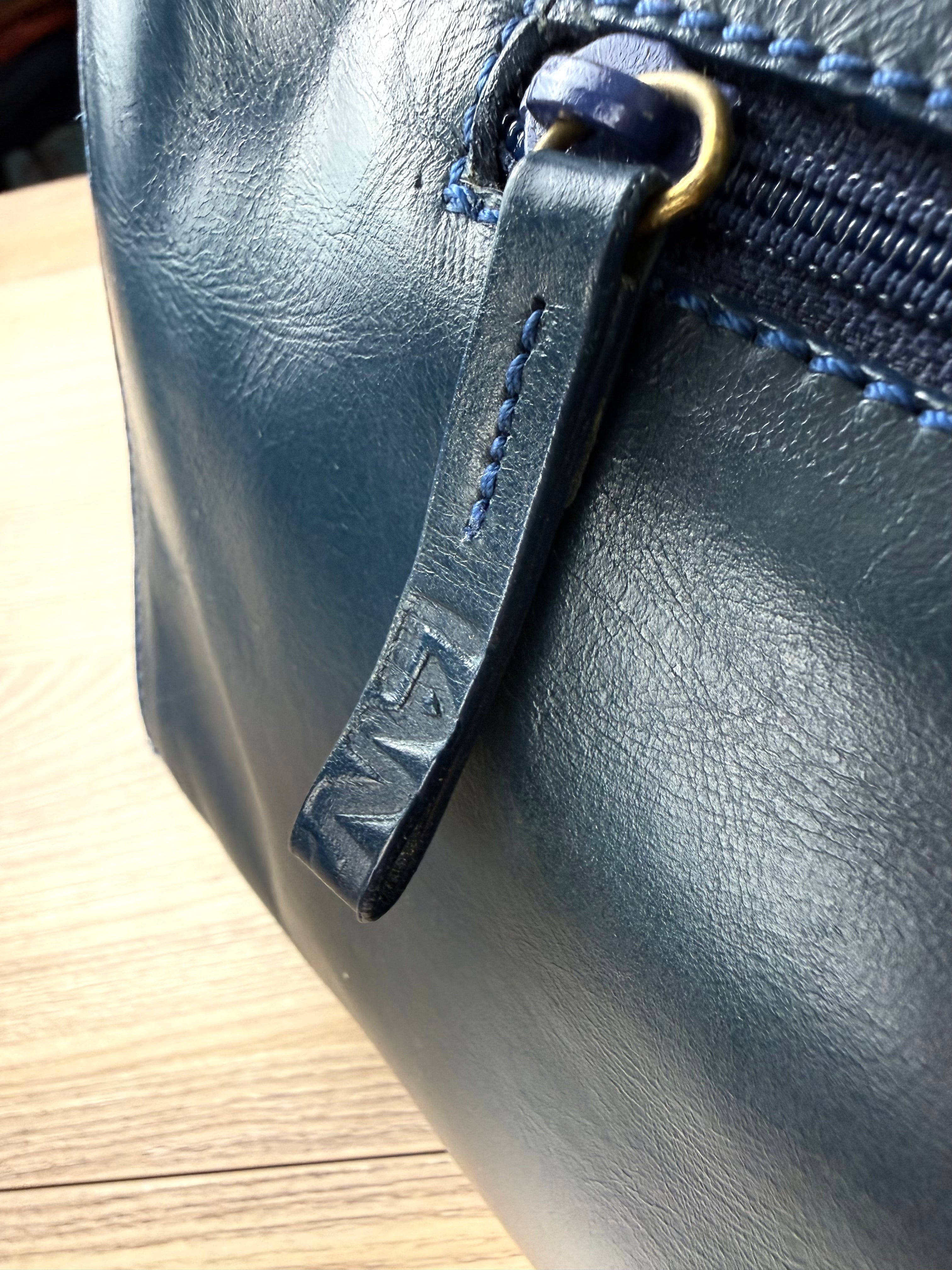 zipper pull  Vintage Leather Purse by LAND embossed with LAND 